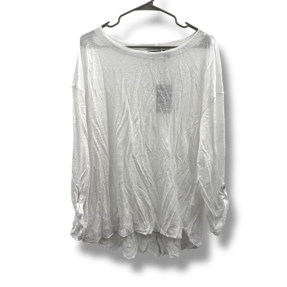 Adrienne Vittadini NWT Linen Top Women's XL White Long Sleeve Lightweight Resort